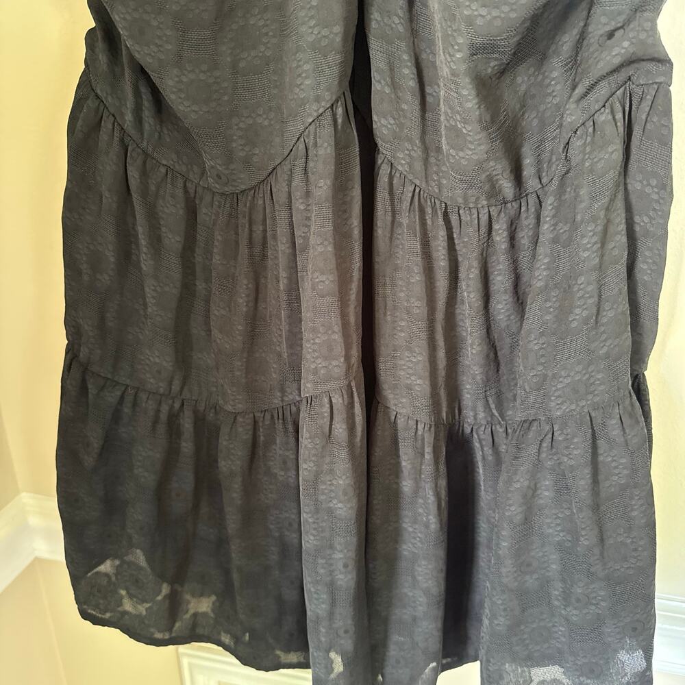 Anthropologie Satin Like Floral Tiered Flowy Lavina Blouse Summer Boho Preppy- L - Picture 5 of 13